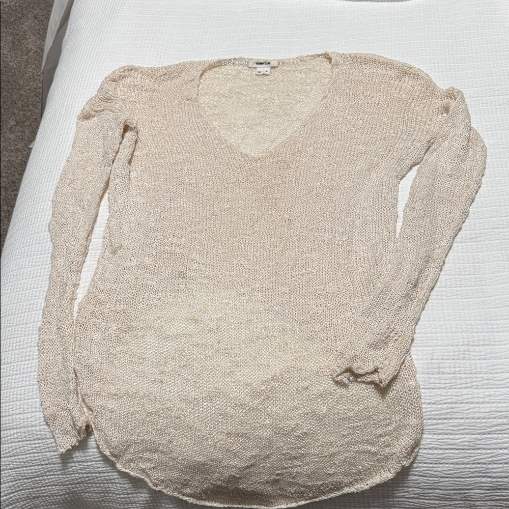 Helmut Lang Cream V-Neck Sweater
